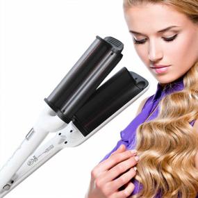img 2 attached to 💁 Yitrust Hair Crimpers and Wavers, Hair Crimper for Women, Fast Heating Tourmaline Ceramic Beach Waves Curling Iron with LCD Display & Temperature Settings, Deep Waver Wand for Short Hair - White