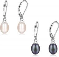 2pairs genuine aaa+ freshwater cultured pearl earrings - sterling silver leverback dangle for women | milacolato logo