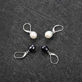 img 1 attached to 2Pairs Genuine AAA+ Freshwater Cultured Pearl Earrings - Sterling Silver Leverback Dangle For Women | Milacolato