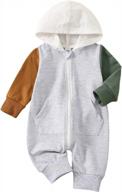 thefound oversized hooded jumpsuit: long sleeve baby boy romper with button-down ribbed coverall for casual wear logo