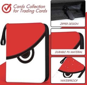 img 3 attached to Football Card Binder With 400 Trading Card Sleeves And Zipper Holder Compatible For Baseball Cards