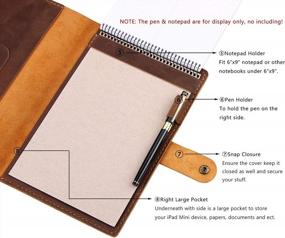 img 1 attached to Leather 6"X9" Steno Notebook Cover, Folio Compatible With 6X9 Spiral Pads, A5 Organizer With Pen Loop - Brown