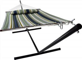 img 1 attached to Relax In Style With Sorbus 2-Person Premium Cotton Hammock With Stand And Pillow - Heavy Duty Portable Hammock For Garden, Patio, And Outdoor Adventures