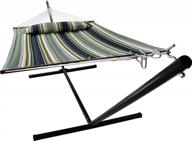 relax in style with sorbus 2-person premium cotton hammock with stand and pillow - heavy duty portable hammock for garden, patio, and outdoor adventures logo
