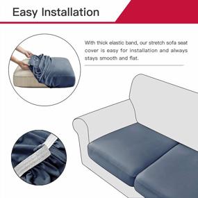 img 3 attached to Maxmill Velvet Stretch Sofa Cushion Covers Plush Couch Cushion Slipcover For Armchair Loveseat Sofa Individual Cushion Cover Sofa Seat Protector With Elastic Hem Washable, 2 Pieces Pack, Slate Blue