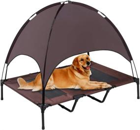 img 4 attached to XL Elevated Outdoor Dog Bed With Canopy, Portable And Durable 1680D Oxford Fabric, Ideal For Camping Or The Beach - Superjare, Brown With Extra Carrying Bag
