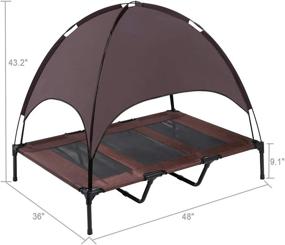 img 1 attached to XL Elevated Outdoor Dog Bed With Canopy, Portable And Durable 1680D Oxford Fabric, Ideal For Camping Or The Beach - Superjare, Brown With Extra Carrying Bag