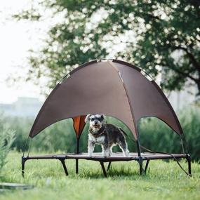 img 3 attached to XL Elevated Outdoor Dog Bed With Canopy, Portable And Durable 1680D Oxford Fabric, Ideal For Camping Or The Beach - Superjare, Brown With Extra Carrying Bag