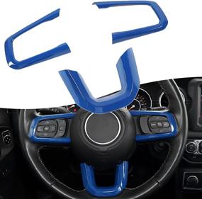img 4 attached to RT-TCZ Steering Wheel Trim Cover ABS Interior Decoration Accessories For 2018-2021 Jeep Wrangler JL JLU For 2020 2021 Jeep Gladiator JT 3PCS Blue