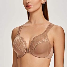 img 2 attached to Comfort Meets Style: MELENECA Plus Size Front Closure Bras With Unlined Lace Cups And Cushioned Straps