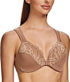 img 4 attached to Comfort Meets Style: MELENECA Plus Size Front Closure Bras With Unlined Lace Cups And Cushioned Straps