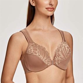 img 1 attached to Comfort Meets Style: MELENECA Plus Size Front Closure Bras With Unlined Lace Cups And Cushioned Straps