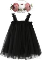 🌈 bgfks layered tulle tutu dress for toddler girls - baby girl rainbow tutu princess skirt set with flower headband логотип