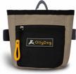 ollydog goodie treat bag, dog treat pouch, waist belt clip for hands-free training, magnetic closure, dog training and behavior aids, three ways to wear, (champagne) logo