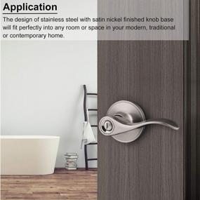 img 1 attached to 1 Pack Keyless Privacy Door Levers - Wave Style Handleset In Brushed Nickel Finish For Bedroom/Bathroom | Knobonly