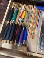 img 1 attached to Bamboo Knife Block Drawer Organizer Insert In Drawer Knife Holder Storage For Kitchen Hold 14 Knives (Not Included) By FURNINXS review by Emily Wilson