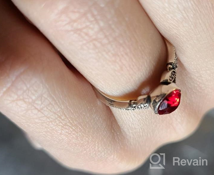 img 1 attached to AOBOCO 925 Sterling Silver Retro Vintage Oxidized Band Ring With 8*6 Mm Oval Created Birthstone Crystal Valentine Promise Ring Birthday Jewelry Gifts For Wife Girlfriend Fiancee review by Troy Zelazny