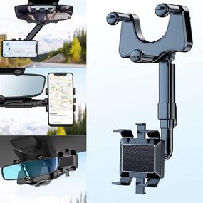 img 4 attached to 📱 360° Rotatable and Retractable Car Phone Mount Holder, Multifunctional Rearview Mirror Cell Phone Holder for iPhone 13 12 11 Pro Max XR & All Smartphones