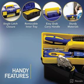 img 1 attached to 🧰 Goodyear 13 Inch Plastic Tool Box with Handle: Lightweight & Easy to Carry, Removable Inner Tray - Ideal Tool Organizer Storage Box