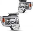 upgrade your f150: sealight led drl headlight assembly 2009-2014 | chrome housing and clear lens | driver and passenger side replacement pair logo