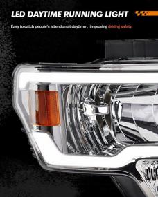 img 3 attached to Upgrade Your F150: SEALIGHT LED DRL Headlight Assembly 2009-2014 | Chrome Housing And Clear Lens | Driver And Passenger Side Replacement Pair