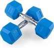 set of 2 anti-slip, anti-roll hex shape rubber dumbbells with 8 color options - portzon logo