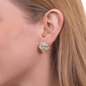 img 1 attached to Make A Statement With BERRICLE'S Sterling Silver Halo Stud Earrings In Canary Yellow Cushion Cut CZ
