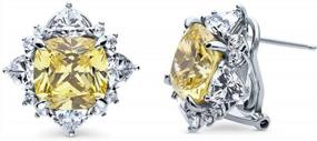 img 4 attached to Make A Statement With BERRICLE'S Sterling Silver Halo Stud Earrings In Canary Yellow Cushion Cut CZ