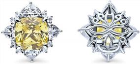 img 3 attached to Make A Statement With BERRICLE'S Sterling Silver Halo Stud Earrings In Canary Yellow Cushion Cut CZ