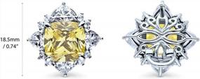 img 2 attached to Make A Statement With BERRICLE'S Sterling Silver Halo Stud Earrings In Canary Yellow Cushion Cut CZ