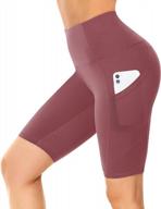 женские байкерские шорты размера плюс 8 дюймов с высокой талией - идеально подходят для летнего бега, йоги и тренировок с карманами! логотип
