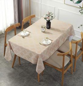 img 4 attached to Water-Repellent Khaki Tablecloth - 52 X 52-Inch Square Table Cover - Spill Proof Fabric