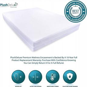 img 2 attached to Protect Your Mattress With PlushDeluxe Waterproof & Dust Proof Encasement | Full Size Cover With Zipper, Cotton Terry Surface & 6-Sided Protection For 12-15 Inches Mattress