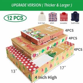 img 3 attached to 🎁 Set of 12 Festive Kraft Christmas Gift Boxes with Lids for Wrapping Large Clothing and 80 Assorted Foil Christmas Tag Stickers - Perfect for Robes, Sweaters, Coats, Shirts, and Clothes Xmas Holiday Presents