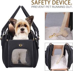 img 1 attached to 🐾 Medium Black PetsHome Dog Carrier - Expandable Foldable Airline Approved Leather Pet Travel Portable Bag for Cats and Small Dogs - Home & Outdoor Pet Carrier for Better SEO