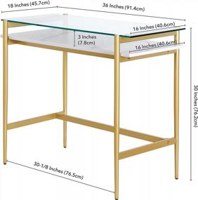 img 2 attached to Стильный и функциональный письменный стол Eaton с полкой из искусственного мрамора — идеальное решение для современного рабочего места