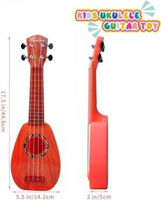 img 3 attached to 17" Kids Ukulele Guitar Toy - 4 Strings, Musical Instrument For Toddler Beginner, Keep Tone & Anti-Impact W/ Picks/Strap/Tutorial (Rosewood)
