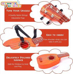 img 1 attached to 17" Kids Ukulele Guitar Toy - 4 Strings, Musical Instrument For Toddler Beginner, Keep Tone & Anti-Impact W/ Picks/Strap/Tutorial (Rosewood)