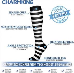img 1 attached to Компрессионные носки CHARMKING для женщин и мужчин (8 пар) 15-20 мм рт. ст. - лучшая поддержка для спортивного бега, велоспорта