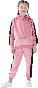 img 4 attached to Girls Velour Tracksuit Jogging Sweatsuits Girls' Clothing ~ Active