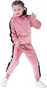 img 1 attached to Girls Velour Tracksuit Jogging Sweatsuits Girls' Clothing ~ Active