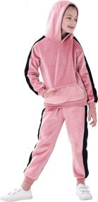 img 2 attached to Girls Velour Tracksuit Jogging Sweatsuits Girls' Clothing ~ Active