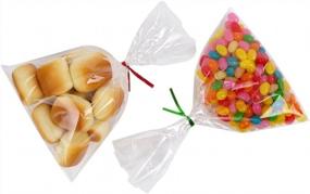 img 2 attached to 200 Treat Bags With 200 4" Twist Ties 6 Mix Colors - 1.4Mils Thickness OPP Plastic Bags (4'' X 6'')