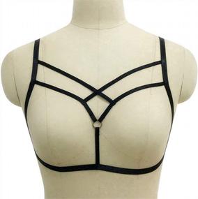 img 3 attached to Strappy Hollow Out Caged Halter Bra Top For Women - Sexy Body Harness Lingerie With Criss-Cross Back And Bandeau Design