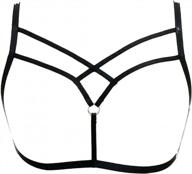 strappy hollow out caged halter bra top for women - sexy body harness lingerie with criss-cross back and bandeau design logo