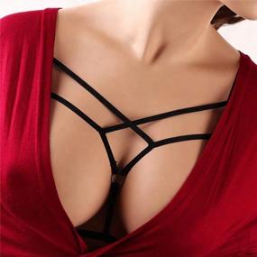 img 1 attached to Strappy Hollow Out Caged Halter Bra Top For Women - Sexy Body Harness Lingerie With Criss-Cross Back And Bandeau Design