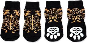 img 2 attached to 🧦 Posch Anti-Slip Knit Pet Socks: Traction Soles for Indoor Wear, Slip-On Paw Protectors