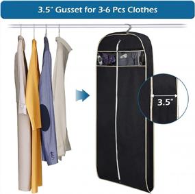img 2 attached to MISSLO 50" Breathable Garment Bag For Hanging Full-Length Coats, Jackets & Suits With Clear Zipper Pouch - Gusseted Travel Storage Cover With Tails Compatibility