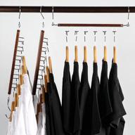 lagute solide space saving hangers — wood clothes organizer for closet, space saver for clothes, wardrobe closet clothes hanger organizer stacker space saving collapsible hangers, brown (5 pcs) logo