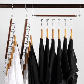 img 4 attached to Lagute Solide Space Saving Hangers — Wood Clothes Organizer For Closet, Space Saver For Clothes, Wardrobe Closet Clothes Hanger Organizer Stacker Space Saving Collapsible Hangers, Brown (5 PCS)